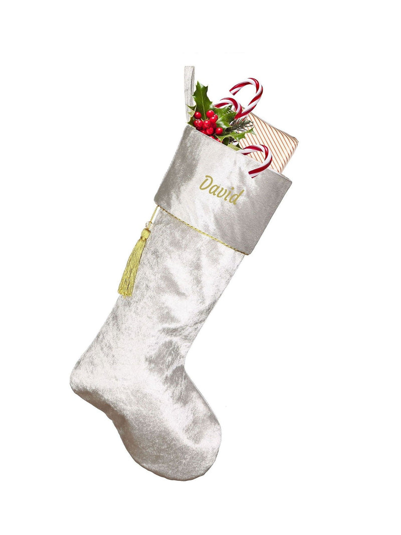Dibor silver velvet Christmas stocking - imported from the UK