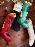 Dibor black velvet Christmas stocking, personalised, UK version