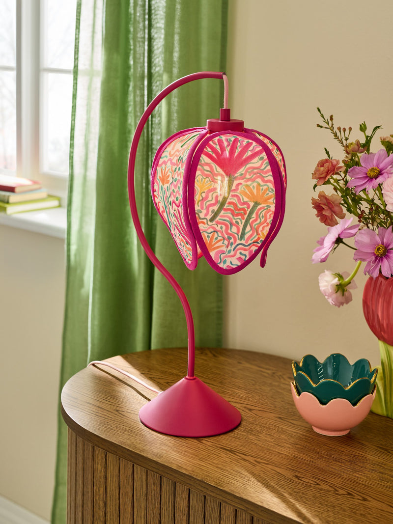 Lucy Tiffney pink petal flower table lamp, UK version
