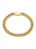 Chunky Flat Curb Waterproof 18k Gold Plated Stainless Steel Bracelet