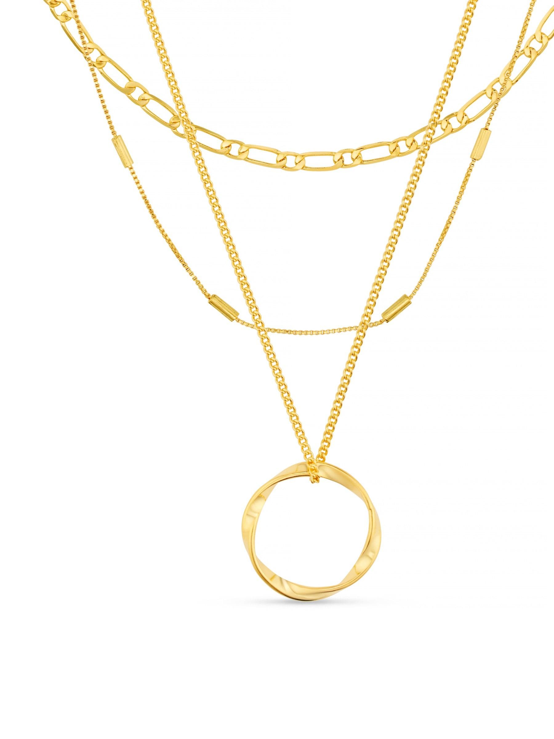 Orelia London gold tone open circle three row necklace, imported from the UK