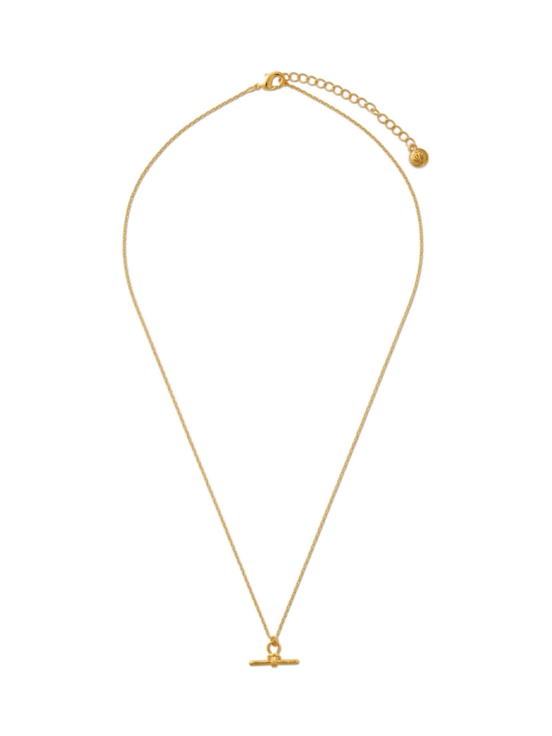 Orelia Gold Tone T-Bar Knot Necklace, imported from the UK
