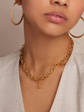 Orelia Gold Tone T-Bar Knot Necklace, imported from the UK