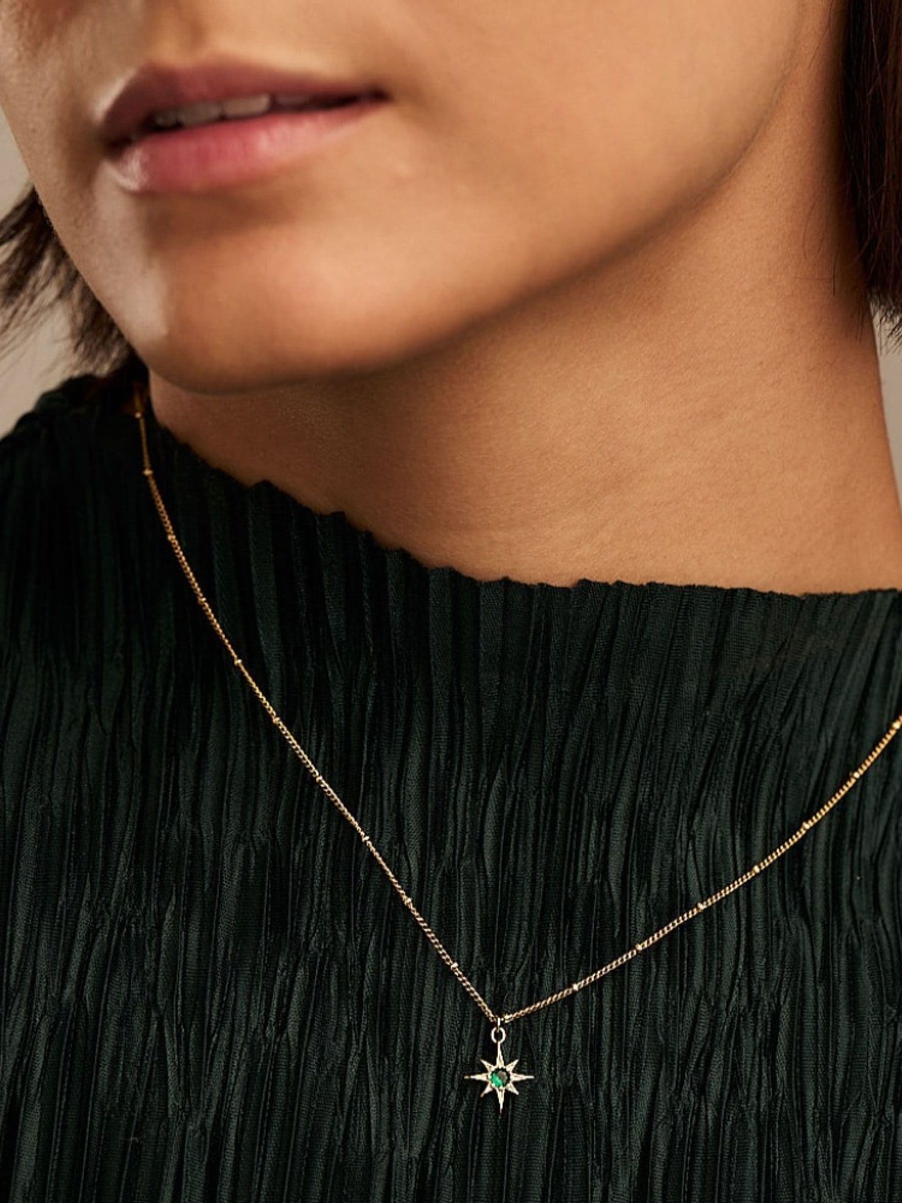 Orelia London gold tone emerald star charm necklace, imported from the UK