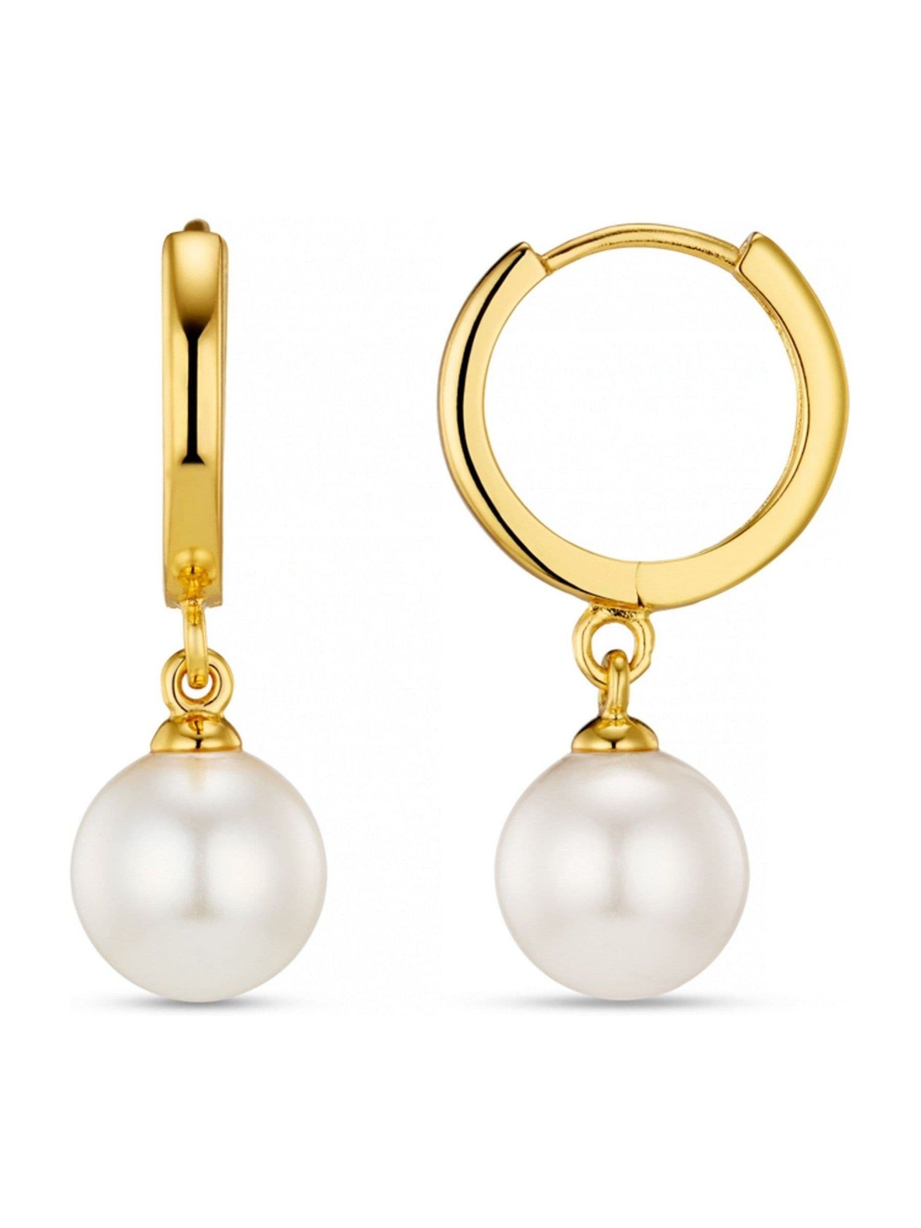 Orelia London pearl drop huggie earrings gold tone, imported from the UK