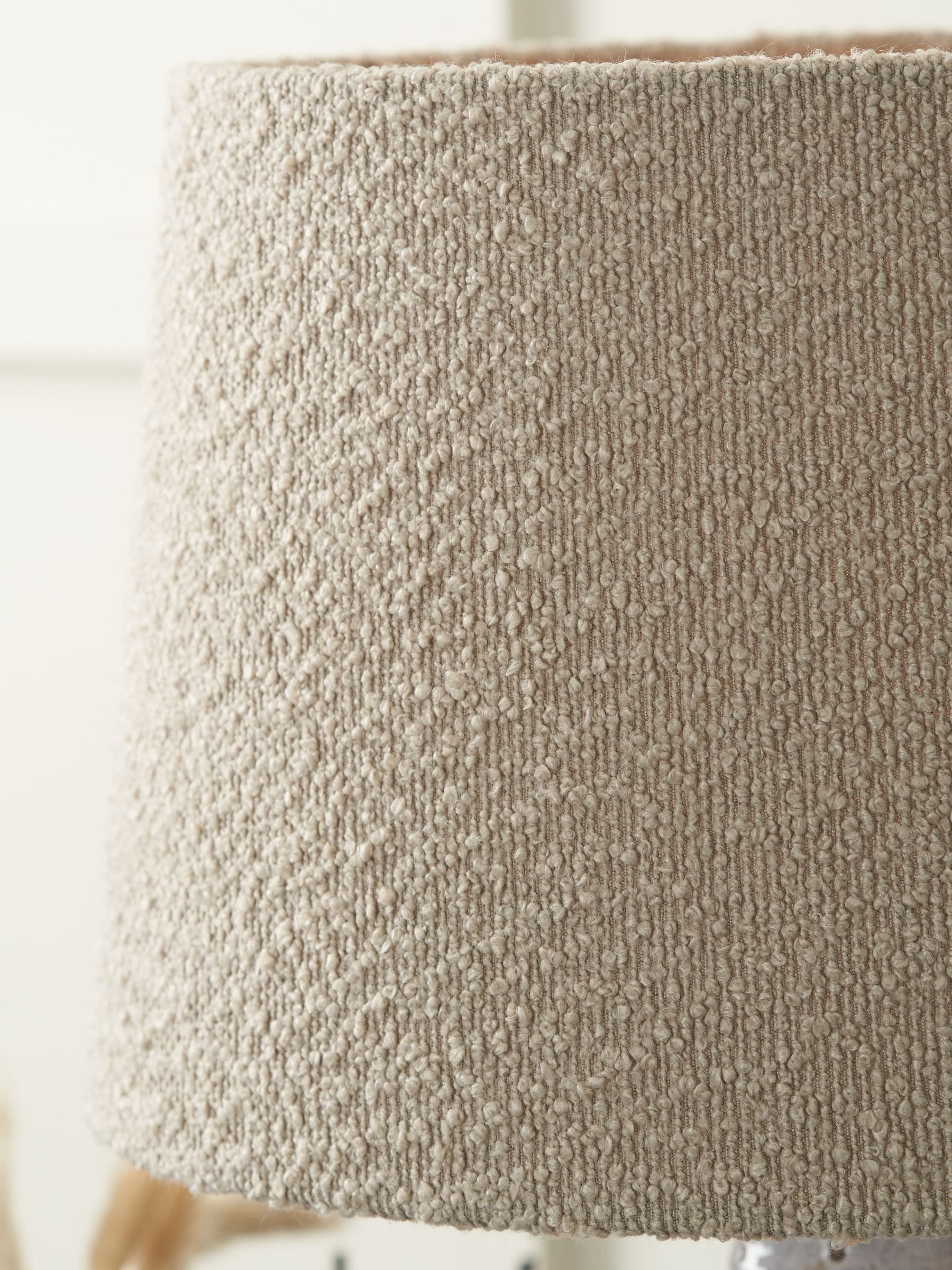 Pacific Lifestyle taupe boucle tapered cylinder shade, imported from the UK