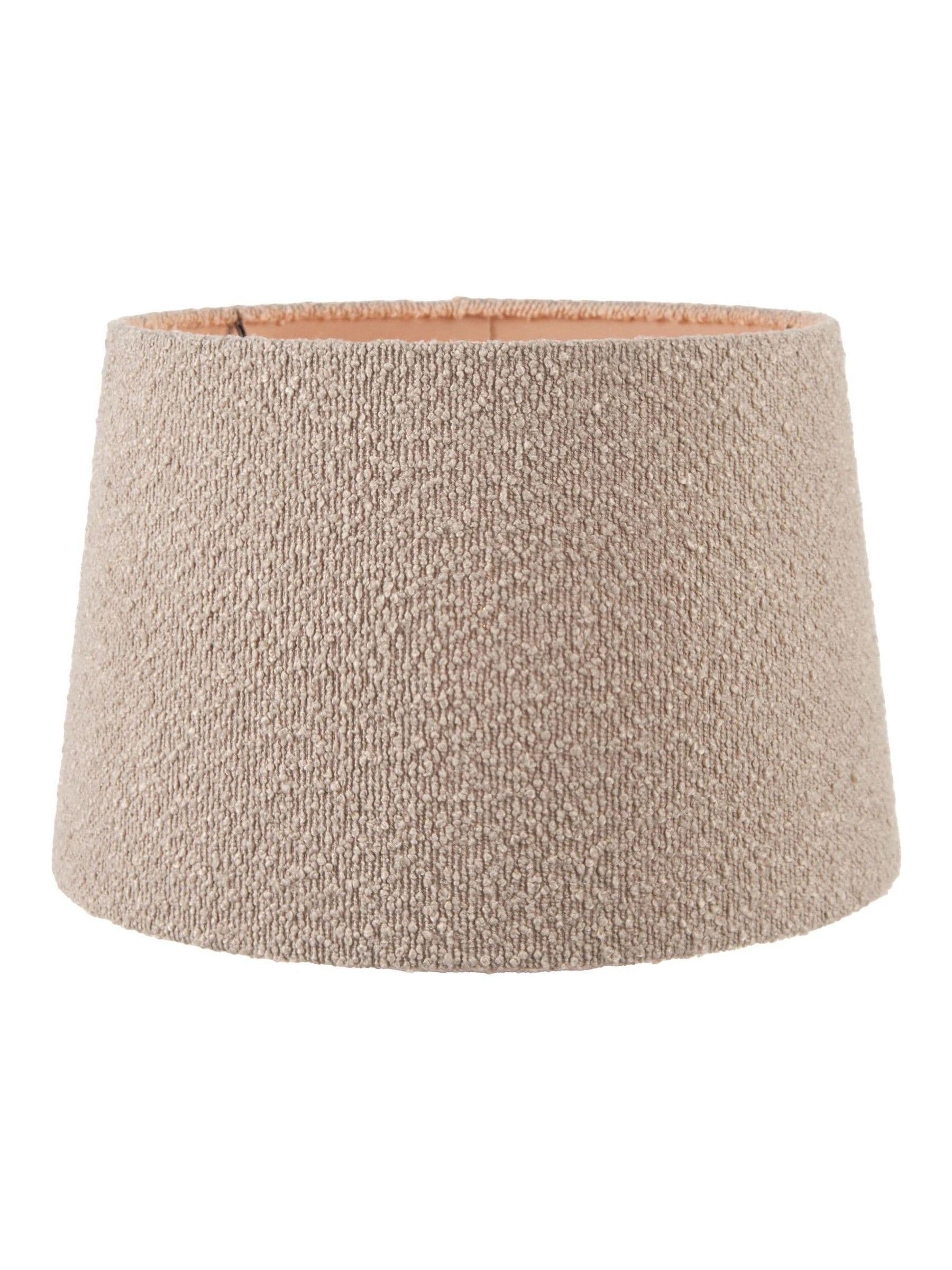 Pacific Lifestyle taupe boucle tapered cylinder shade, imported from the UK