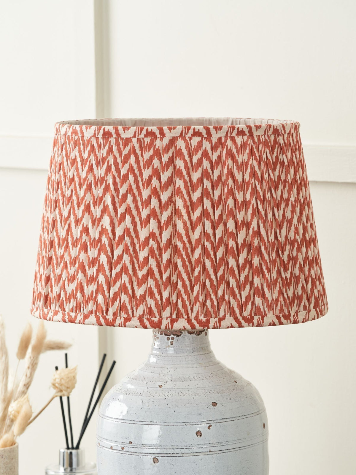 Pacific Lifestyle red Vienna chevron lamp shade, imported from the UK