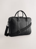 Black faux leather briefcase with carry handles - British product