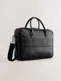 Black faux leather briefcase with carry handles - British product