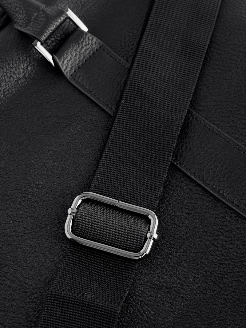 Black faux leather briefcase with carry handles - British product