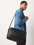 Black faux leather briefcase with carry handles - British product