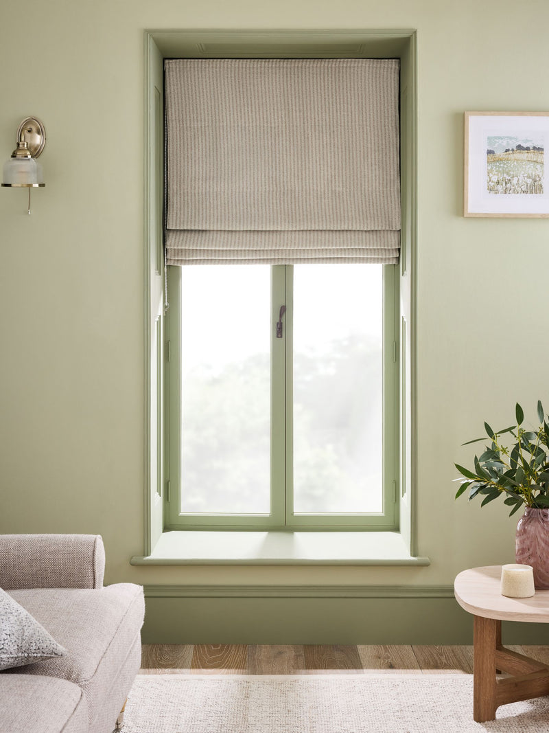 Natural Ready Made Blackout Roman Brushed Stripe Blinds