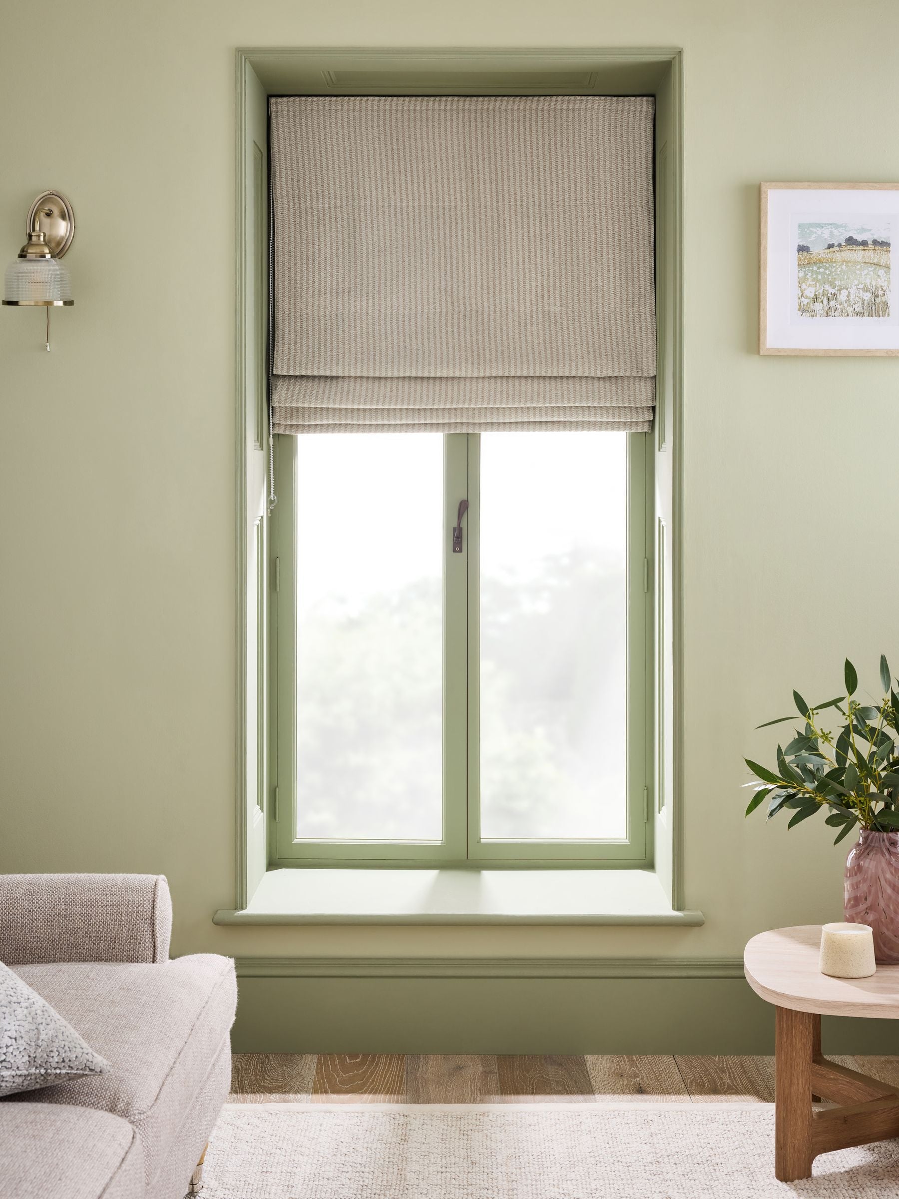 Natural Ready Made Blackout Roman Brushed Stripe Blinds
