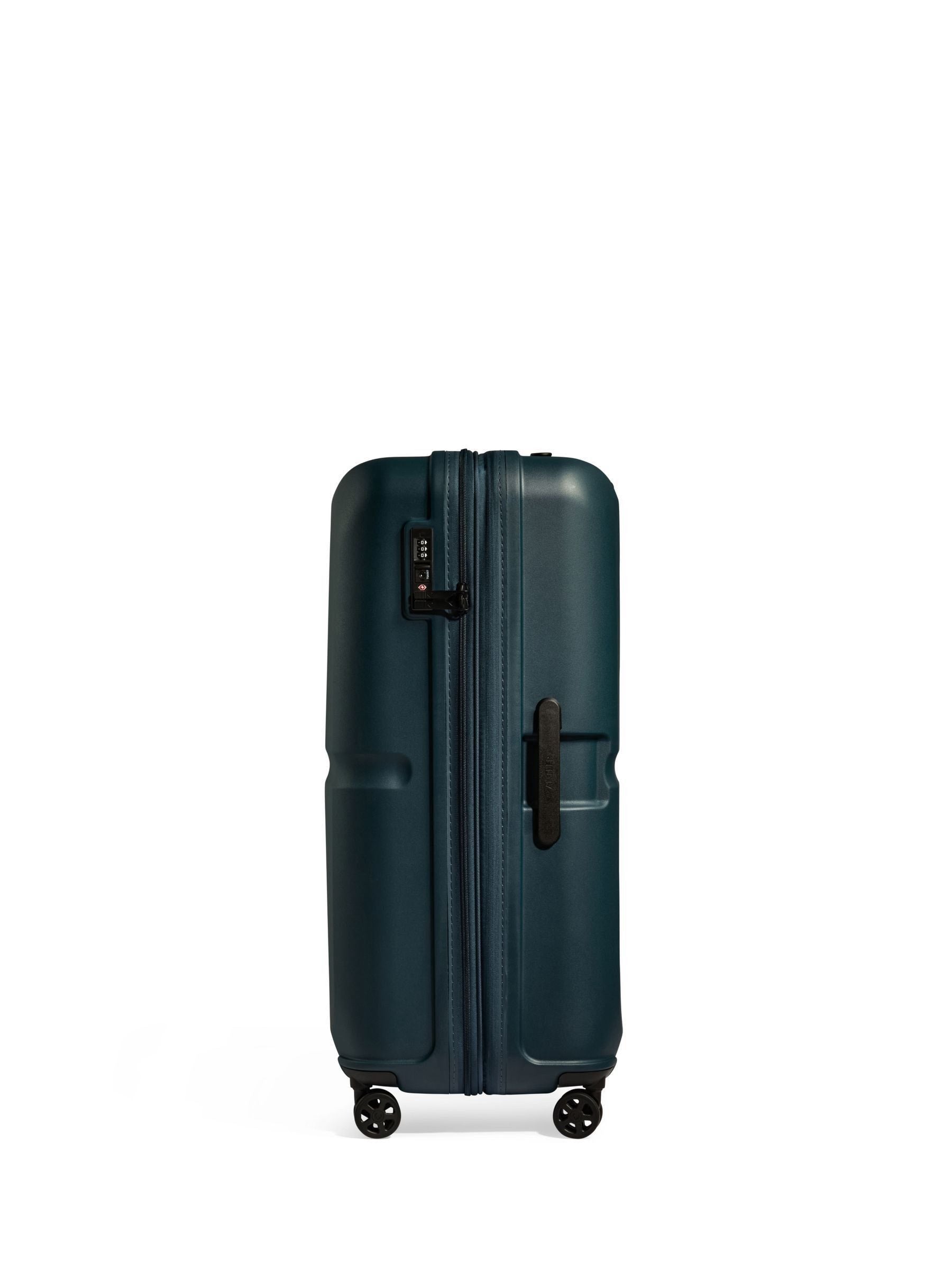Antler blue large Single Stripe luggage polypropylene shell, UK version