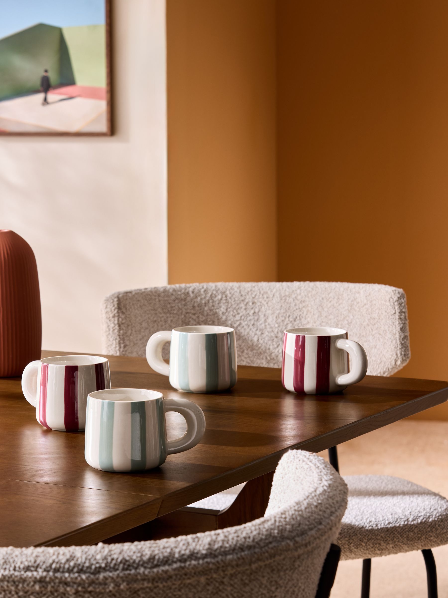 MADE.COM Multi Sable Stripe Mugs Set of 4, imported from the UK