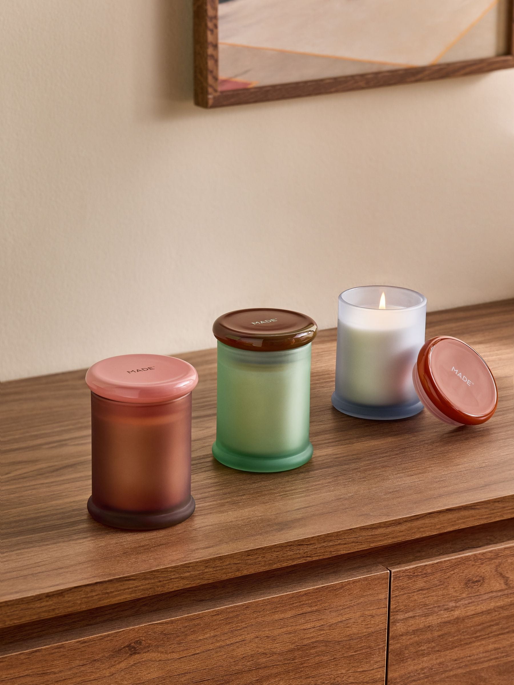 MADE.COM Vetiver and Cedarwood Fragranced Candle, imported from the UK