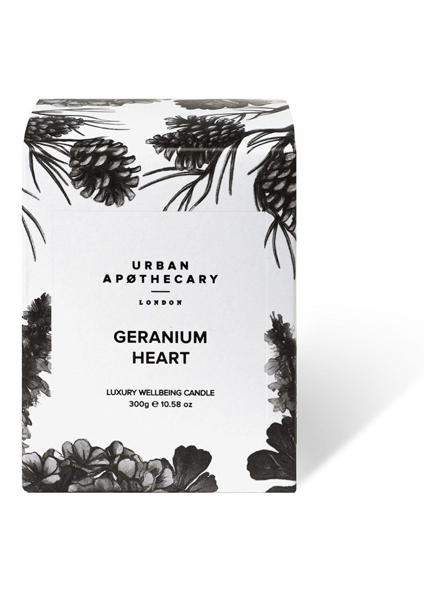 Urban Apothecary Geranium Heart candle 300g, imported from the UK
