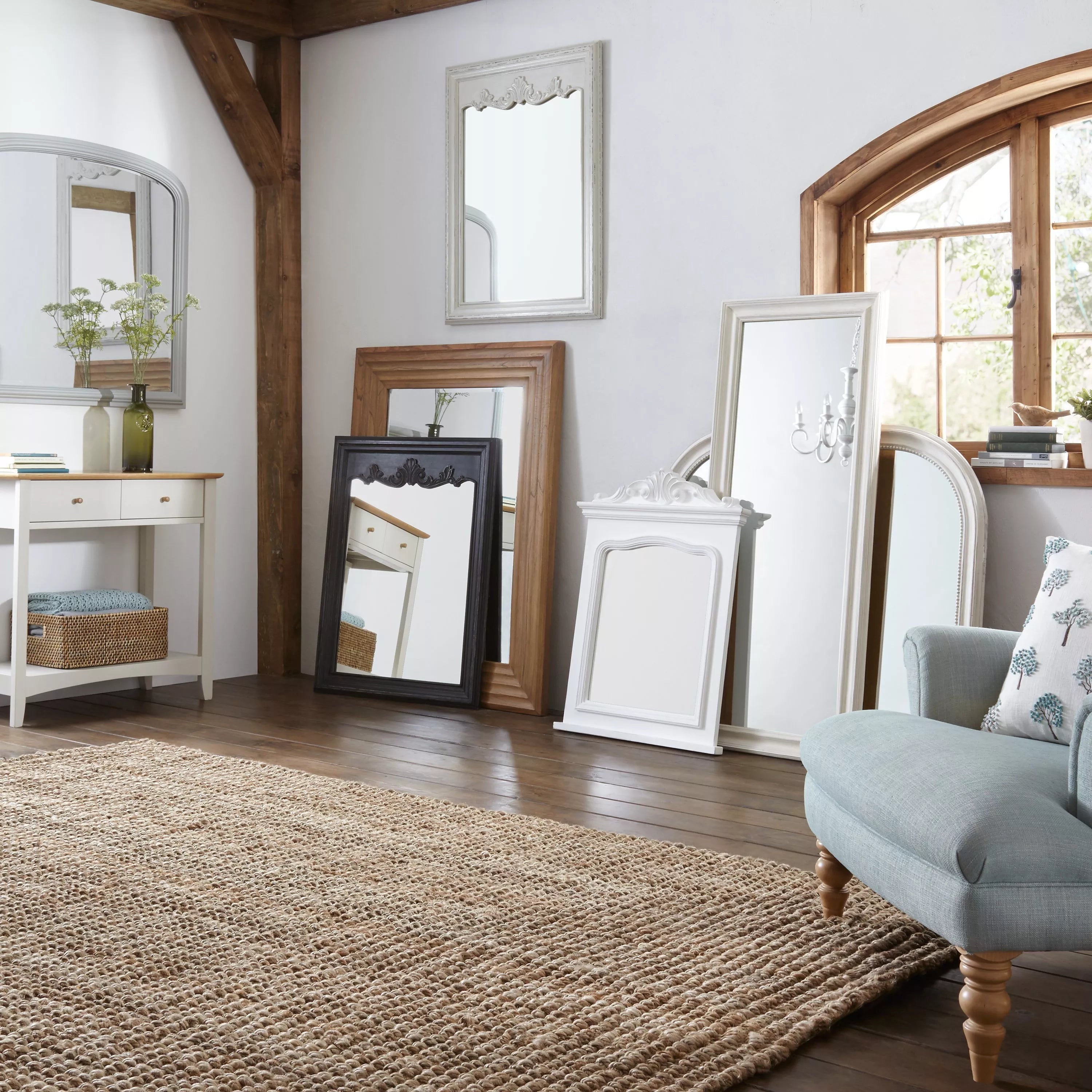 John Lewis overmantel mirror cream distressed finish (British brand)
