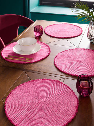 Ensemble de 4 sets de table roses à franges