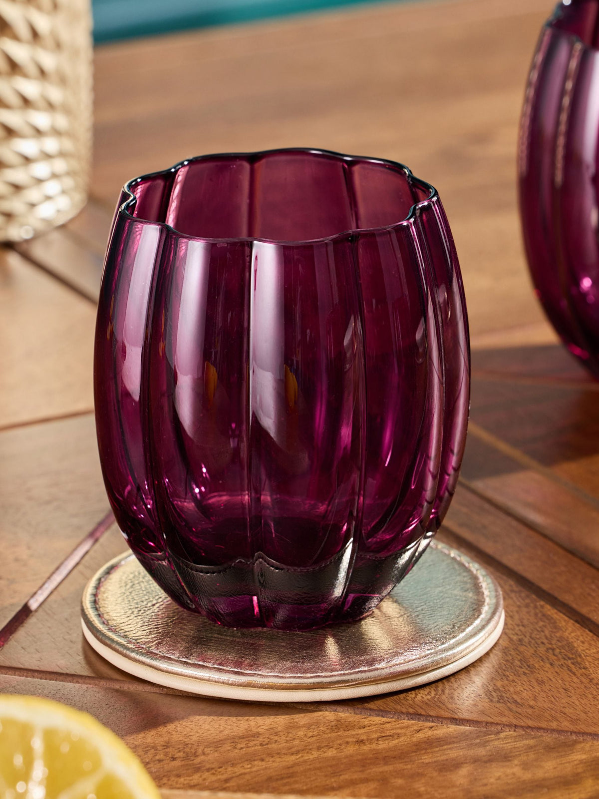 Ottilie Burgundy Red Set of 4 Short Tumbler Glasses