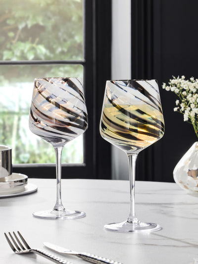 Next Set of 2 Black Confetti Swirl Wine Glasses- Buy online at McGrocer
