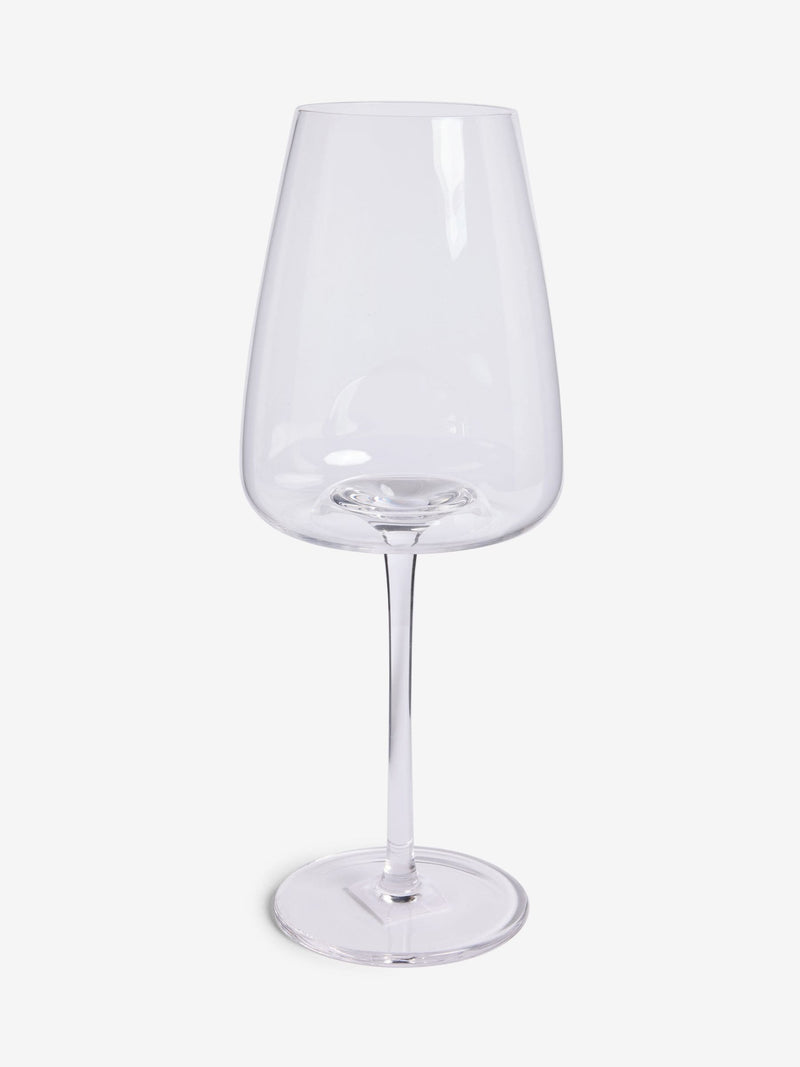 Four clear tapered red wine glasses with 25cm height - British product