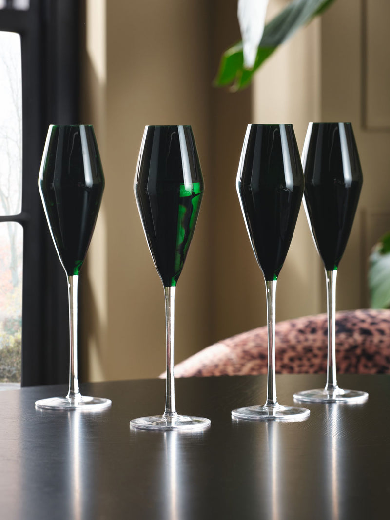 Navy Nova Set of 4 Prosecco Flute Glasses