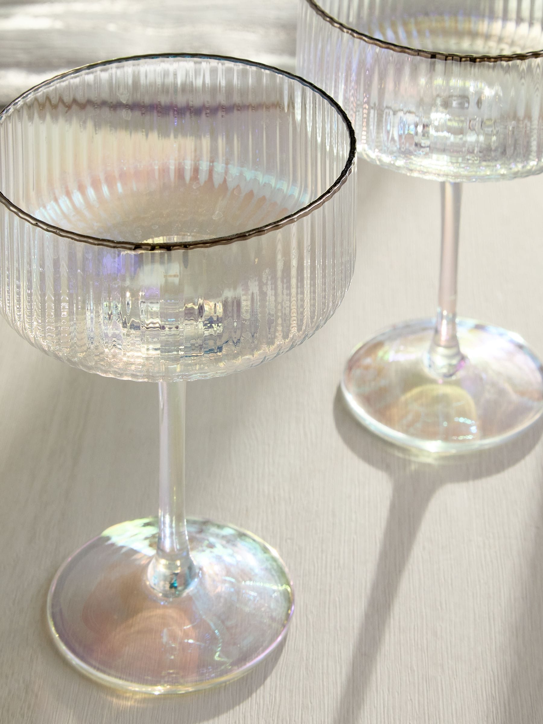 Set of 2 Silver Hollis Iridescent Cocktail Glasses