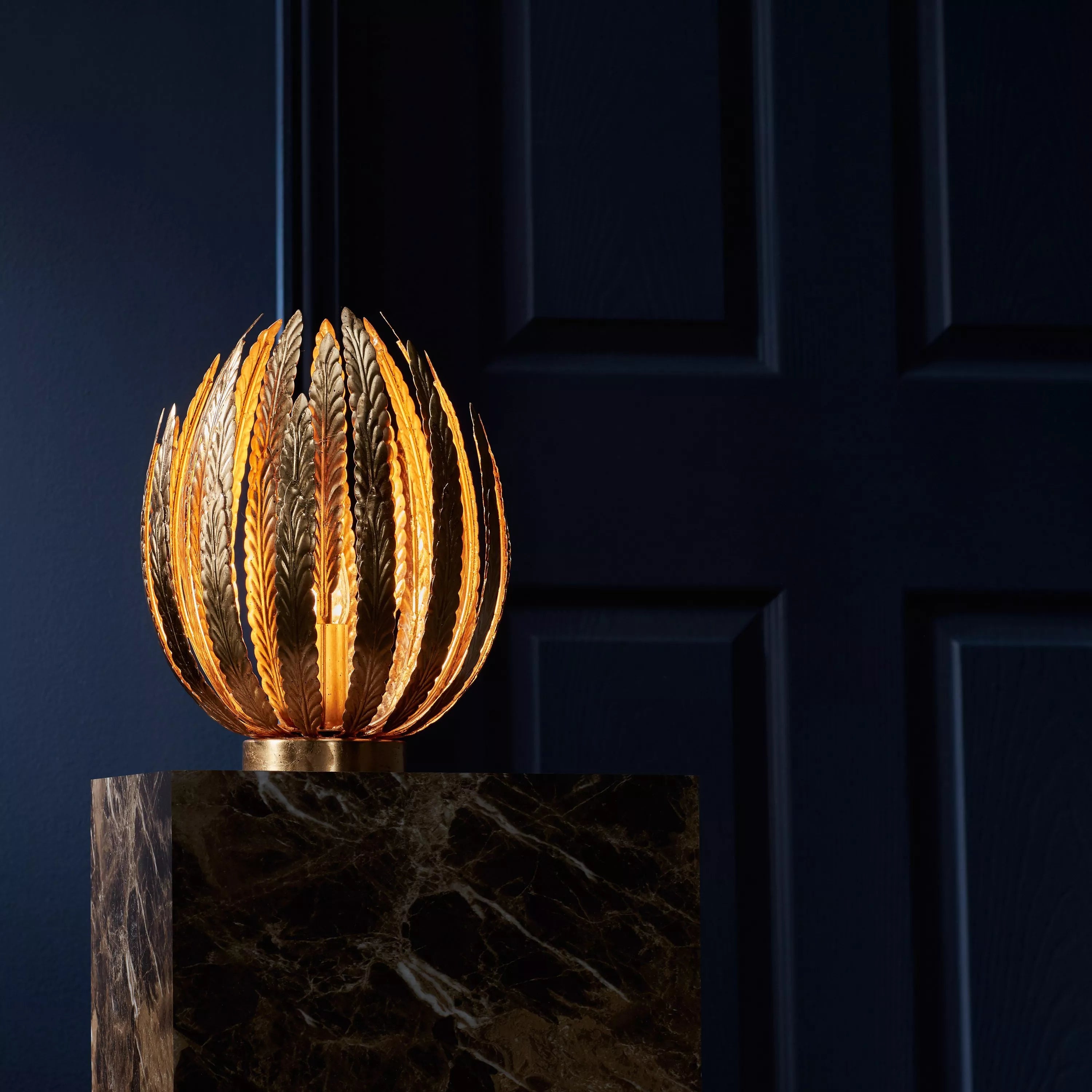 John Lewis Montserrat leaf table lamp in gold finish, British brand