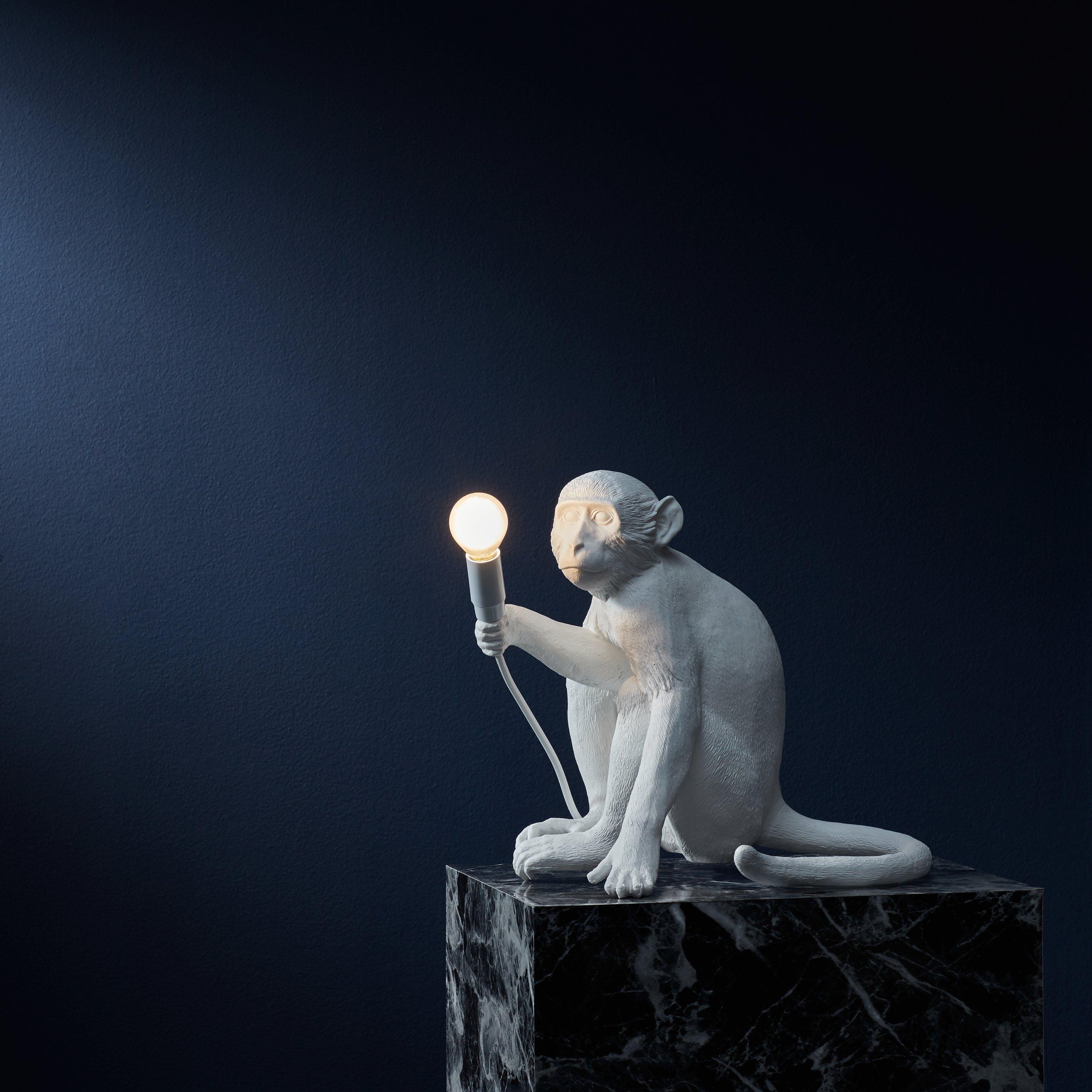 Seletti white sitting monkey table lamp with bulb - British product
