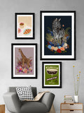 East End Prints Black Giraffe Floral Pink by Becca Who