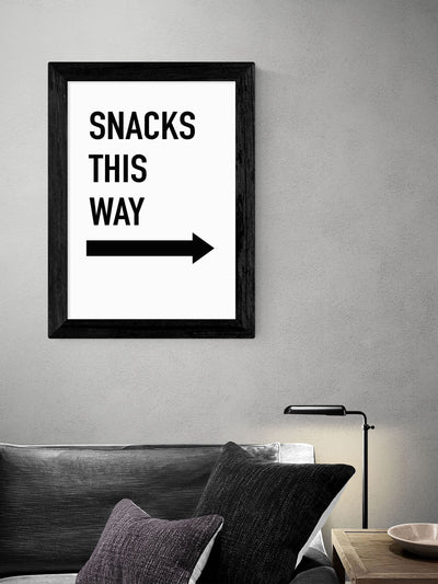 Next Studio Eleni Black Snacks This Way Typographic Art Print- Buy online at McGrocer