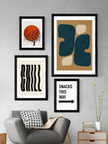 Studio Eleni Black Snacks This Way typographic art print - British product