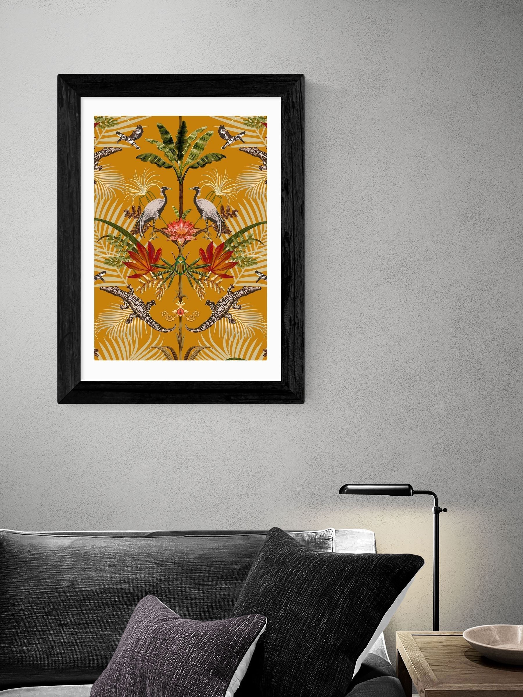 East End Prints Black Crocodilia Sunset by Becca Who