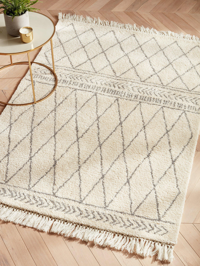 John Lewis rug cream Berber style hand knotted wool large, imported from the UK