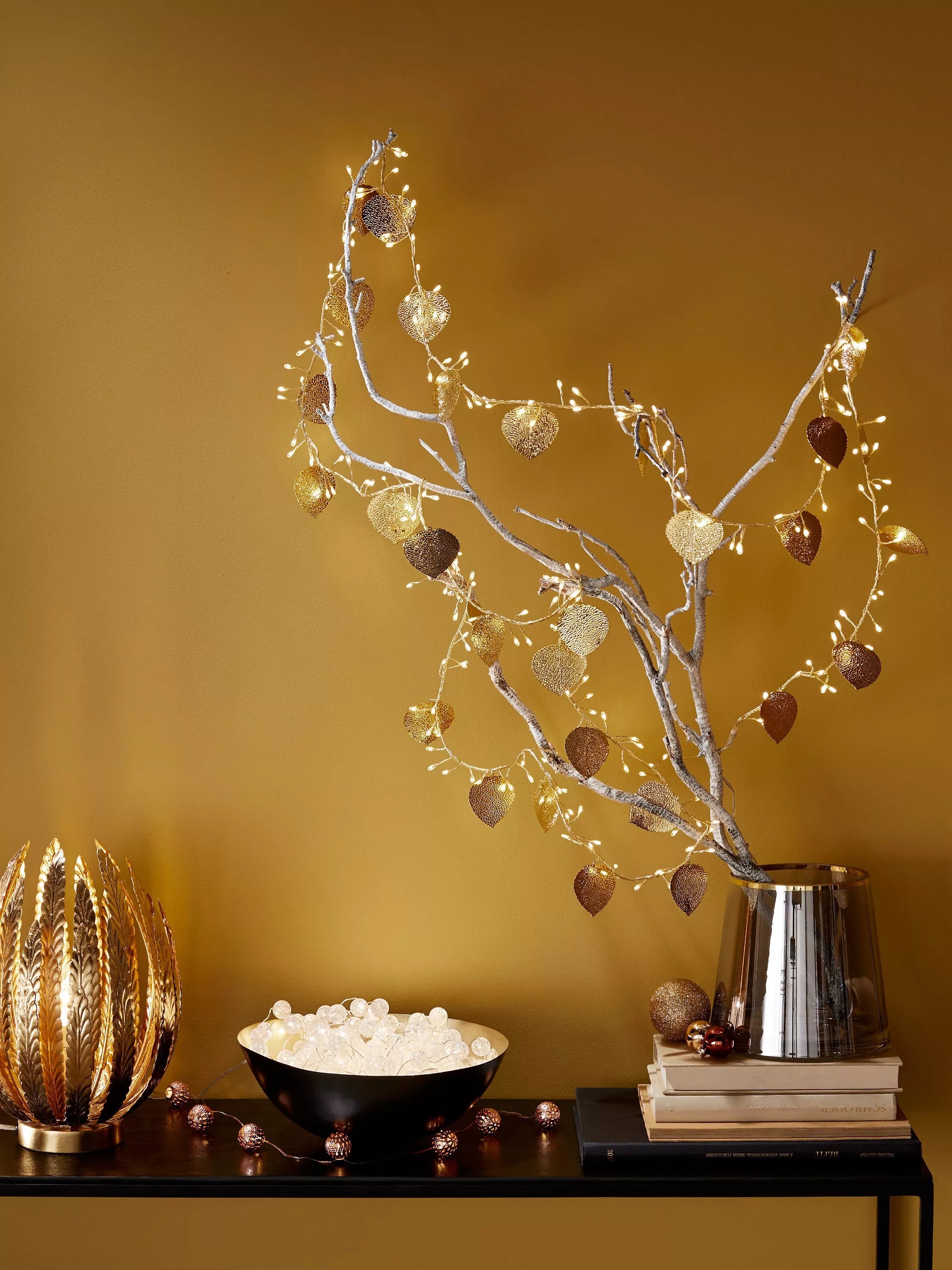 John Lewis Montserrat leaf table lamp in gold finish, British brand