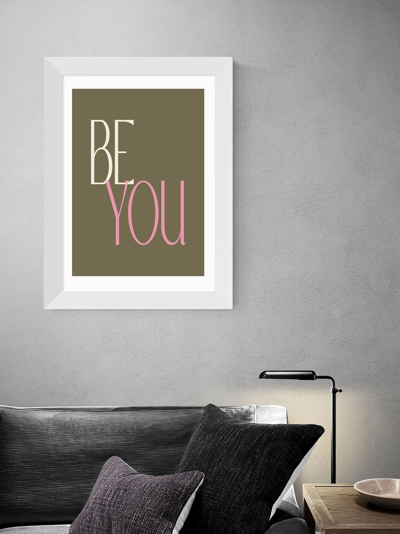 Apricot+Birch White Be You framed art print - British product