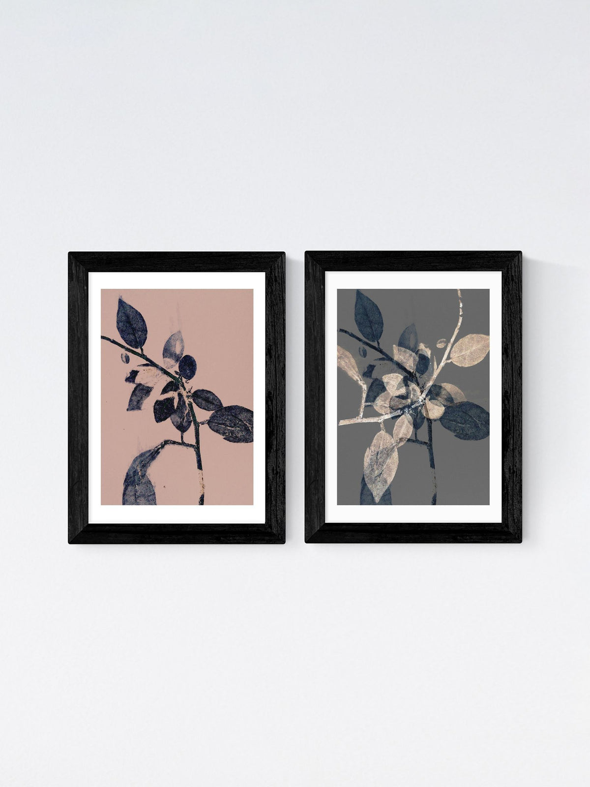 East End Prints Black Branching Diptych by Herald Black