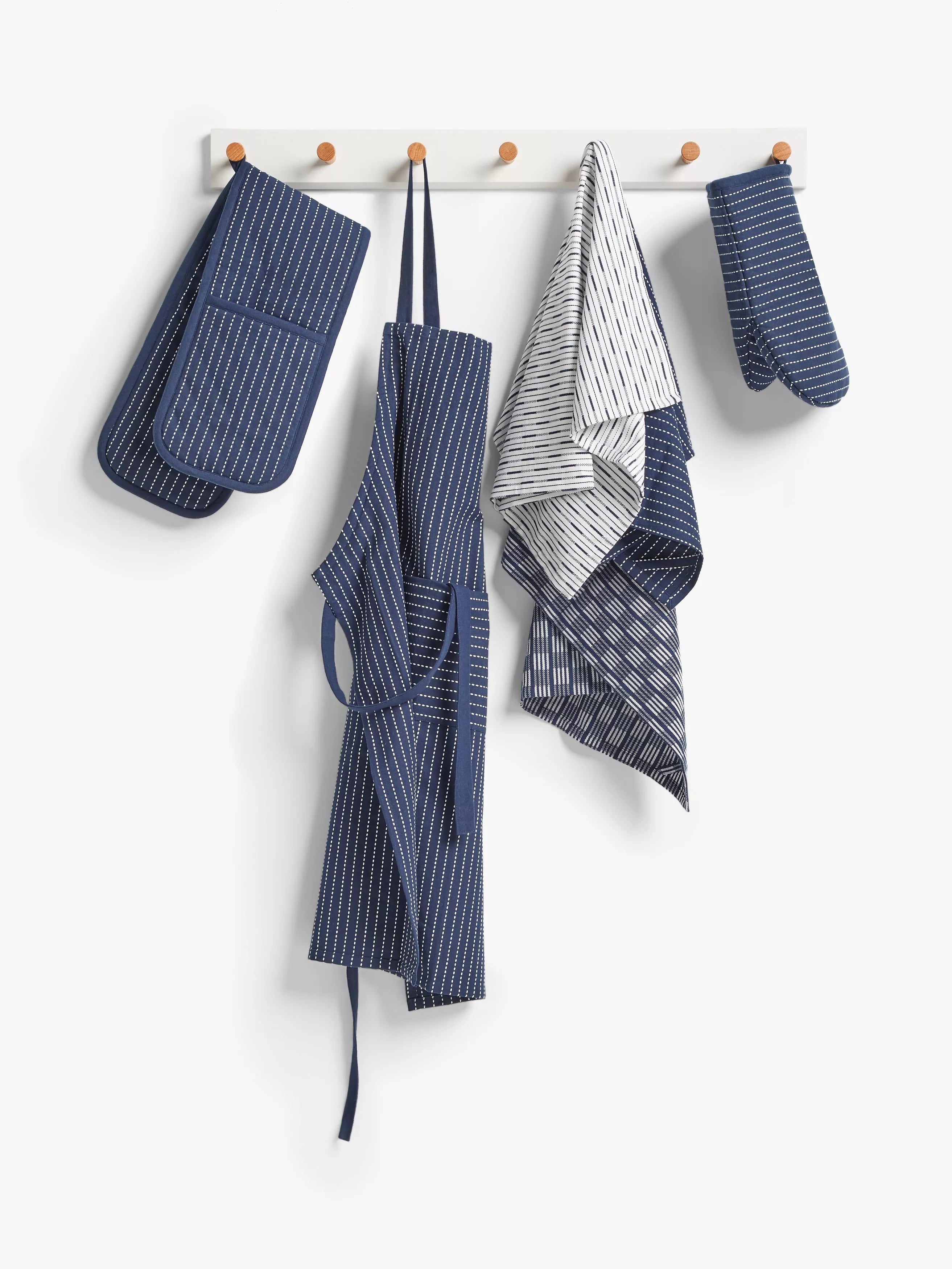 John Lewis striped tea towels pack of 3 dark blue - British product