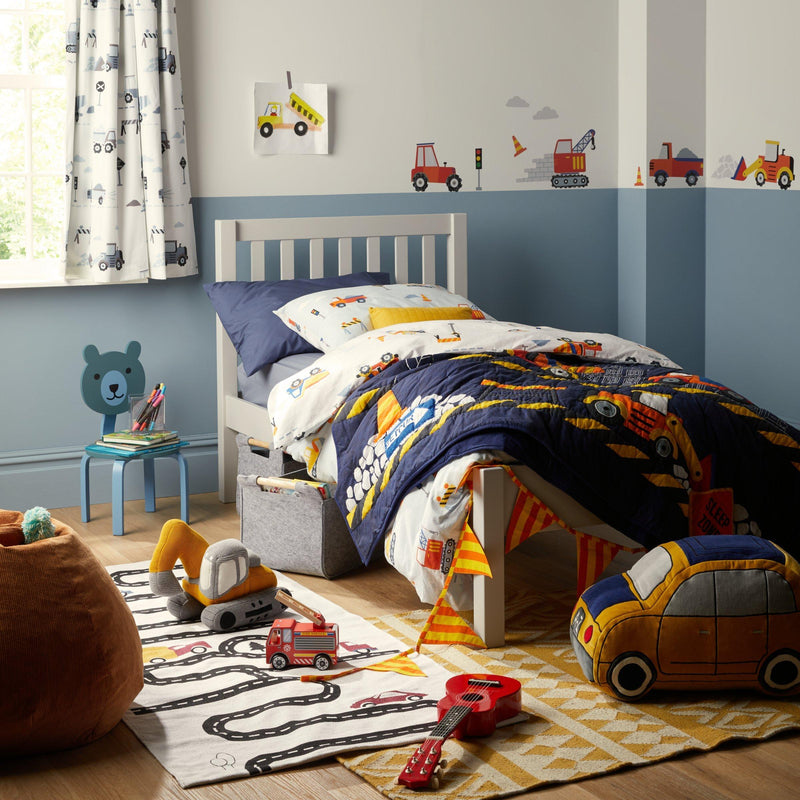 John Lewis construction print children's curtains with blackout lining (British brand)