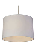 Searchlight Glacier white cotton drum shade ceiling light, imported from the UK