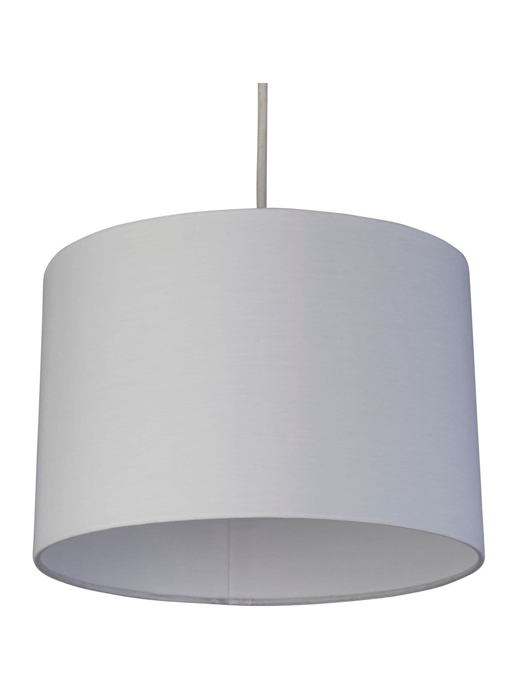 Searchlight Glacier white cotton drum shade ceiling light, imported from the UK