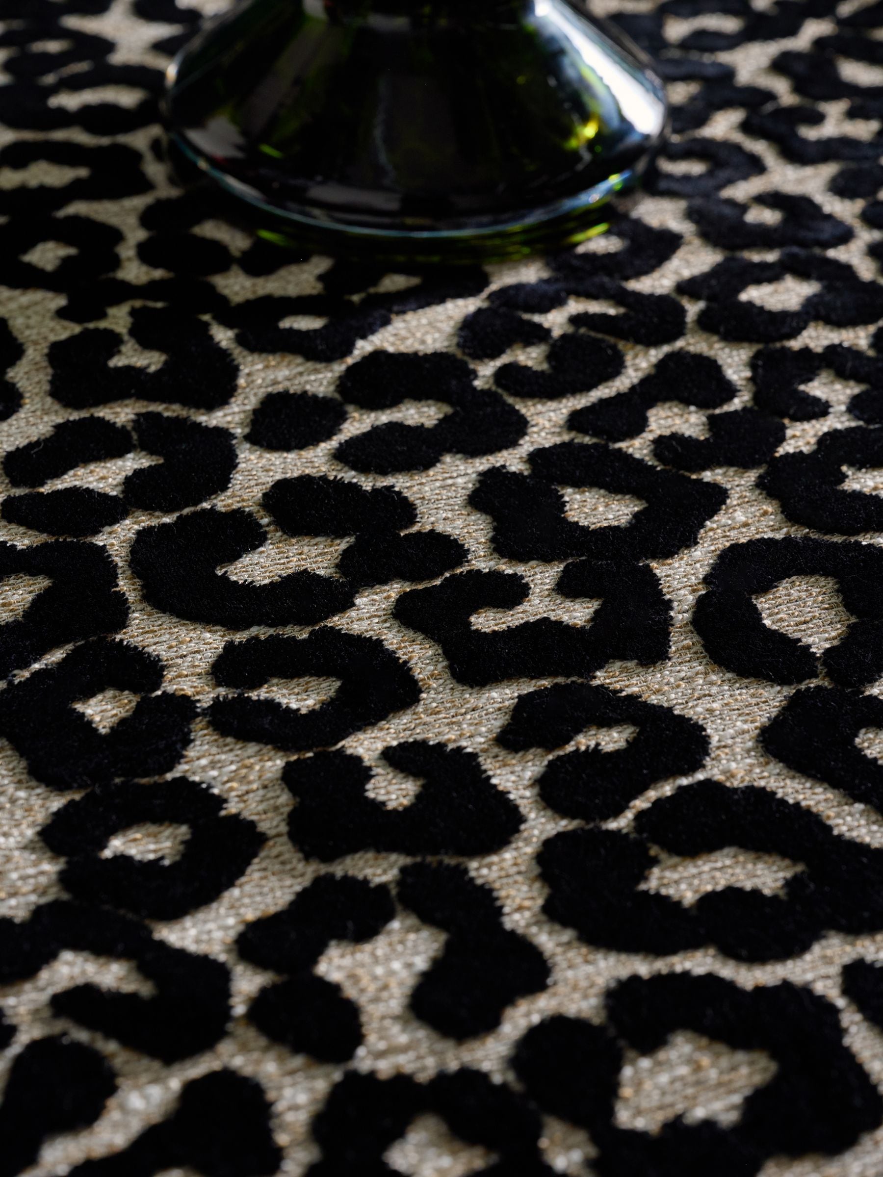 Velvet table runner black leopard print 220cm, imported from the UK