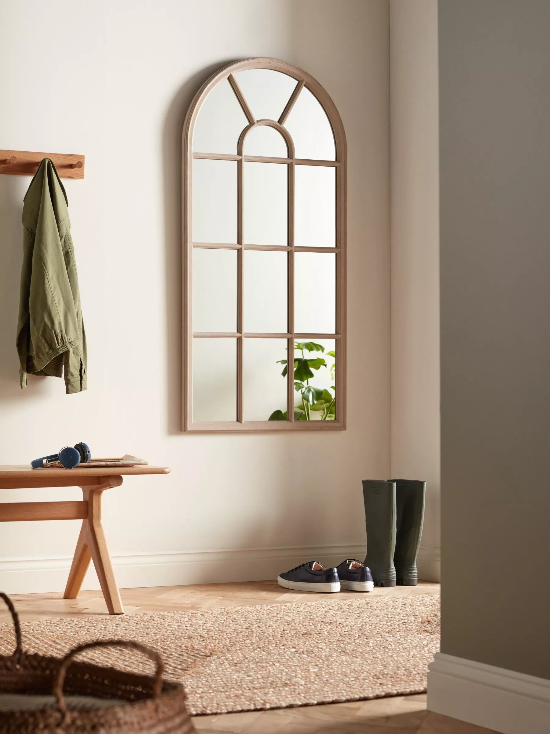 John Lewis arched wood mirror taupe 140x70cm - British product