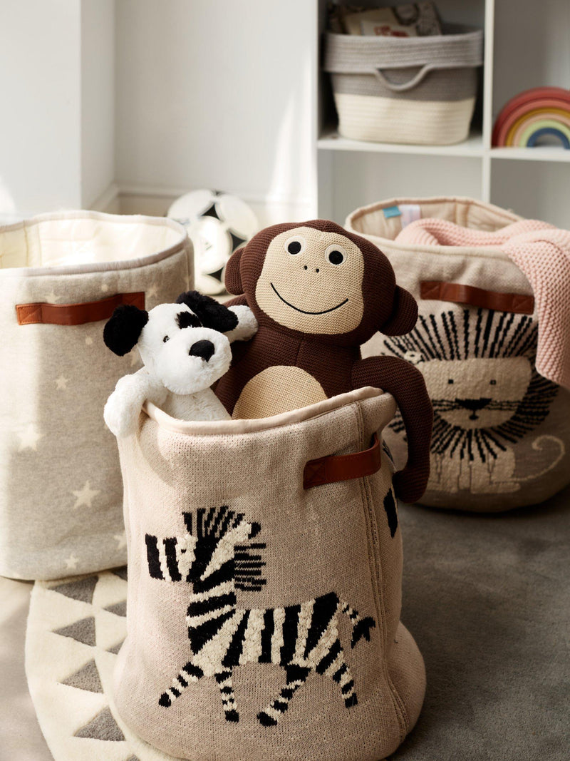 John Lewis zebra knitted storage basket natural (British brand)