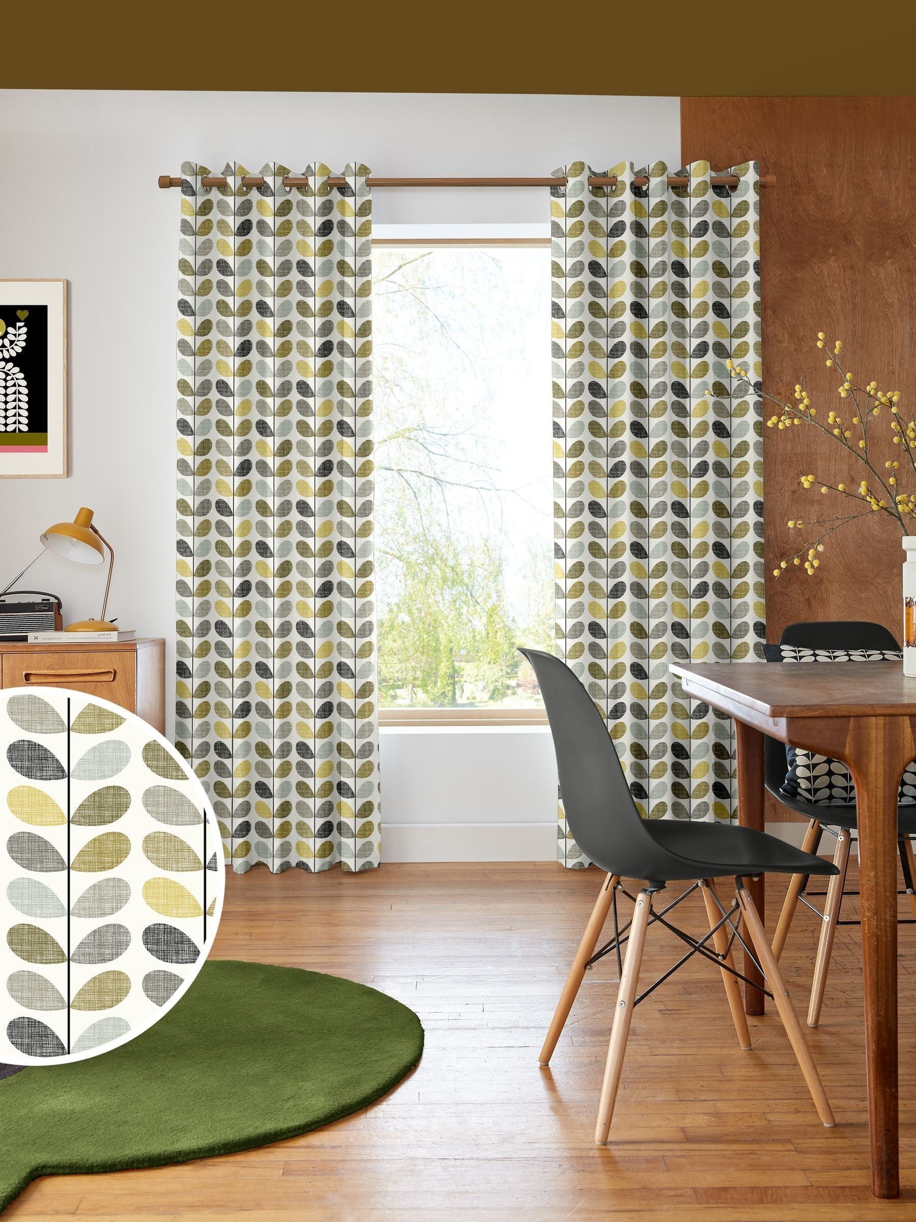 Orla Kiely scribble stem curtains seagrass duckegg blue - British product