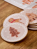 Set of 6 Natural Christmas Gingerbread Corkback Coasters