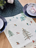 Navy Mini Christmas Scene Table Runner