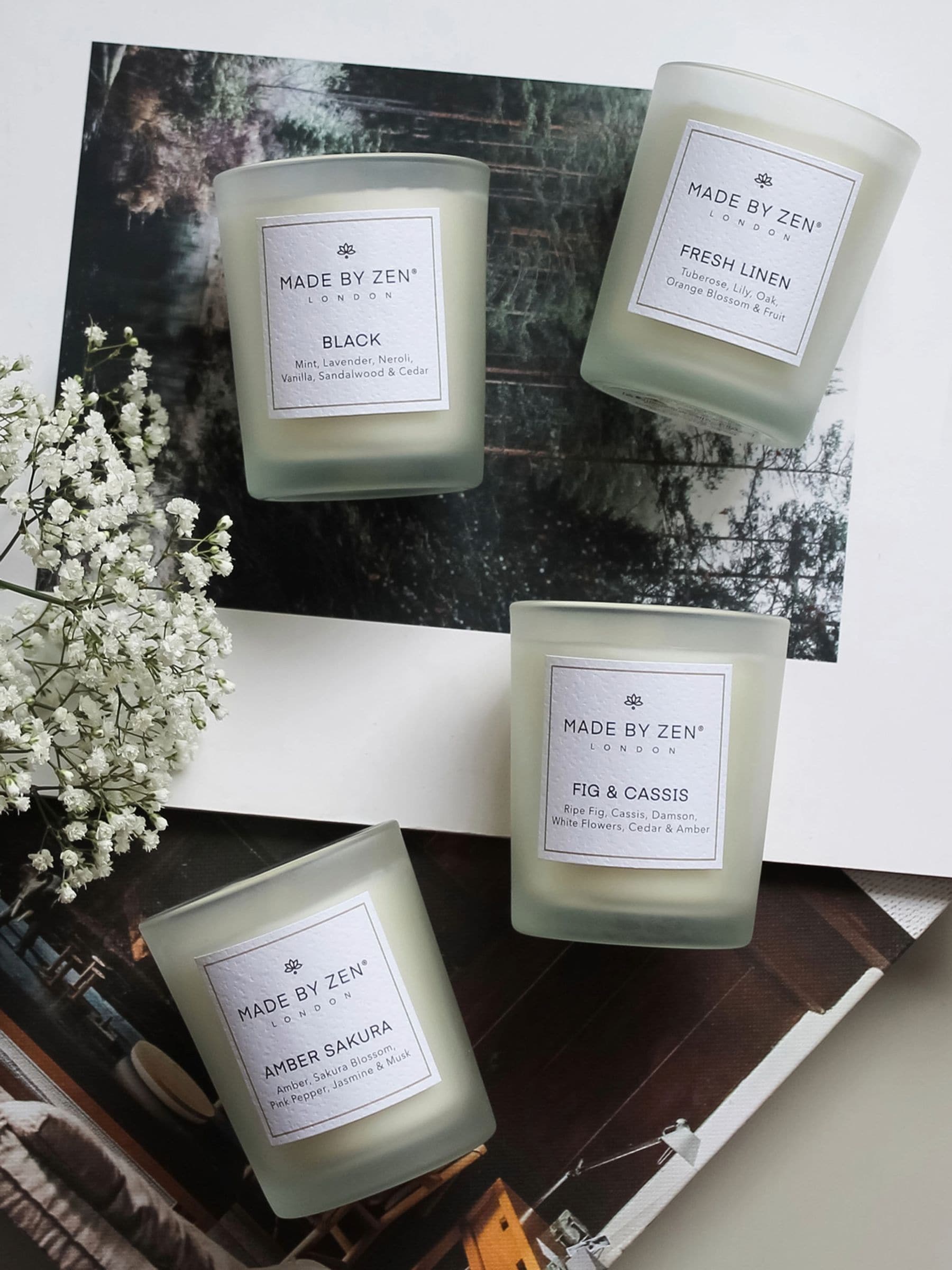 Made by Zen signature scented candle gift set 4x70g - British product